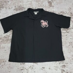 Cruisin USA Bowling Shirt Mens 2XL Black Button Up Pink Poodle Graphic Retro